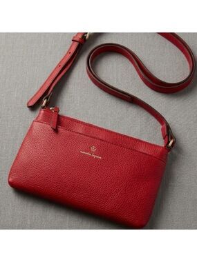 Nanette Lepore Red Pebble Leather Crossbody Bag.